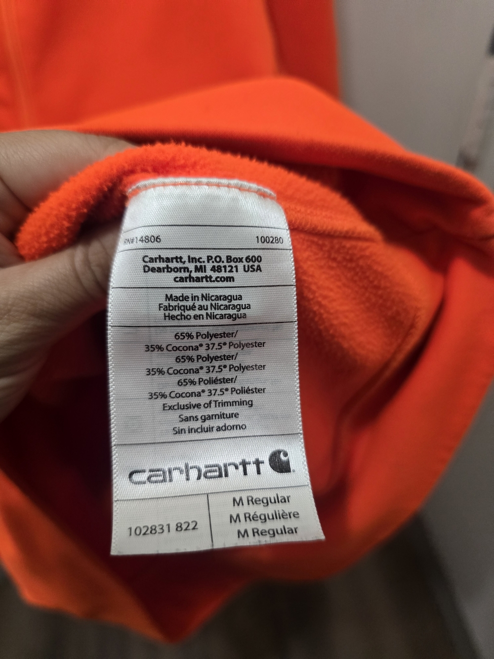 ​Carhartt Force 1/4 Zip Hunting Pullover - Blaze Orange - Picture 7 of 12